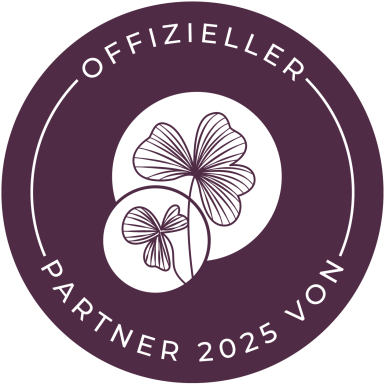 Logo mit zwei stilisierten Blumen und dem Text "Offizieller Partner 2025 von".